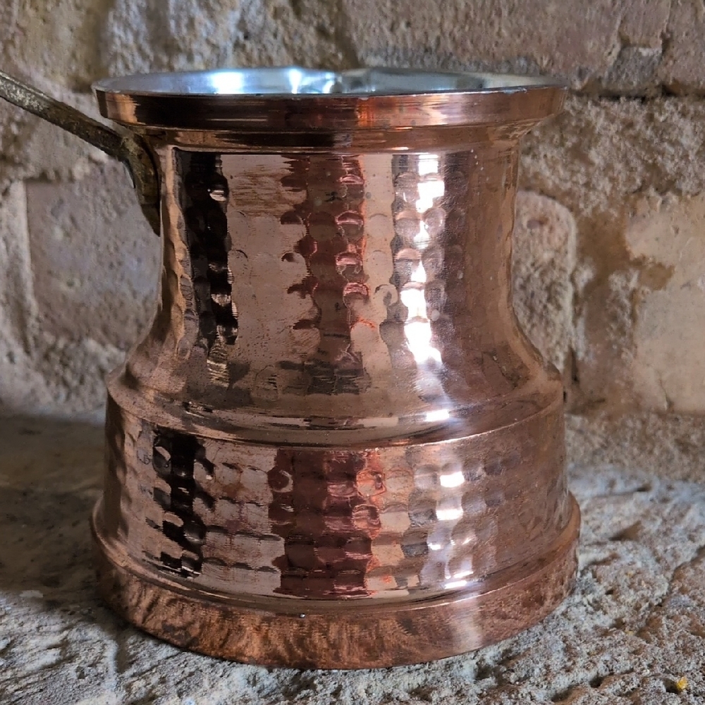NWOT Vintage Hammered Copper Turkish Coffee Pot With Brass Handle - Picture 5 of 13